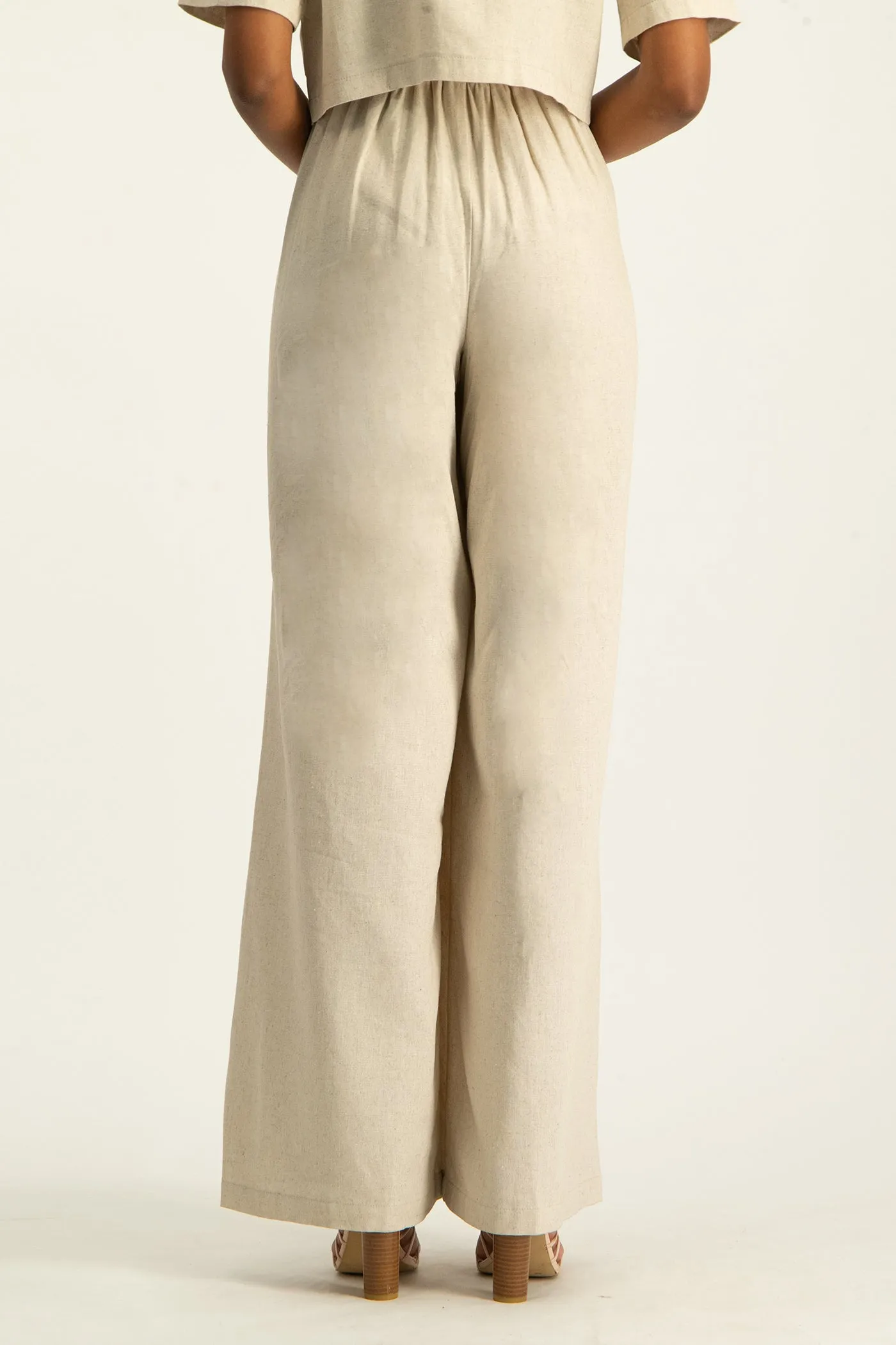 Kai High Waist Linen Pant - Beige