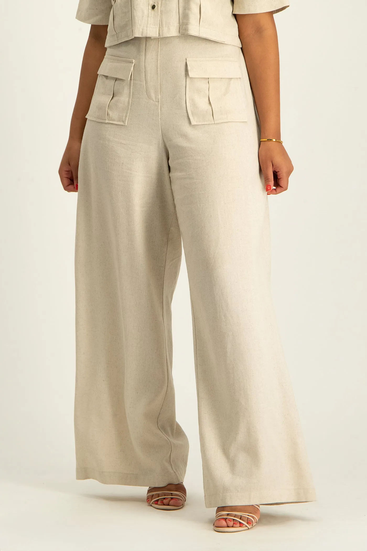 Kai High Waist Linen Pant - Beige