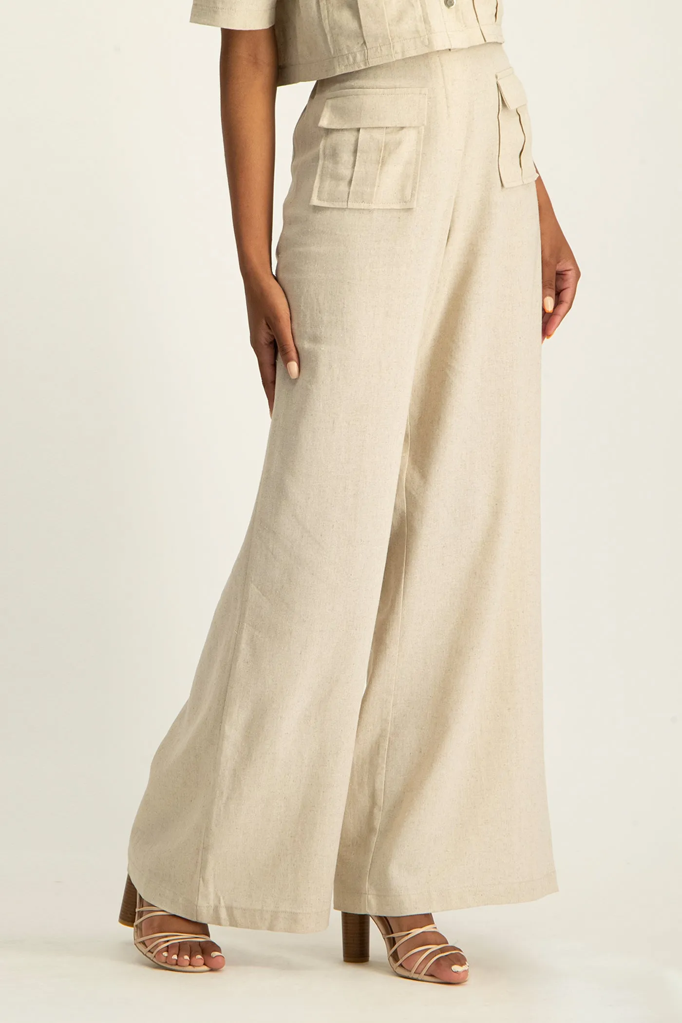 Kai High Waist Linen Pant - Beige