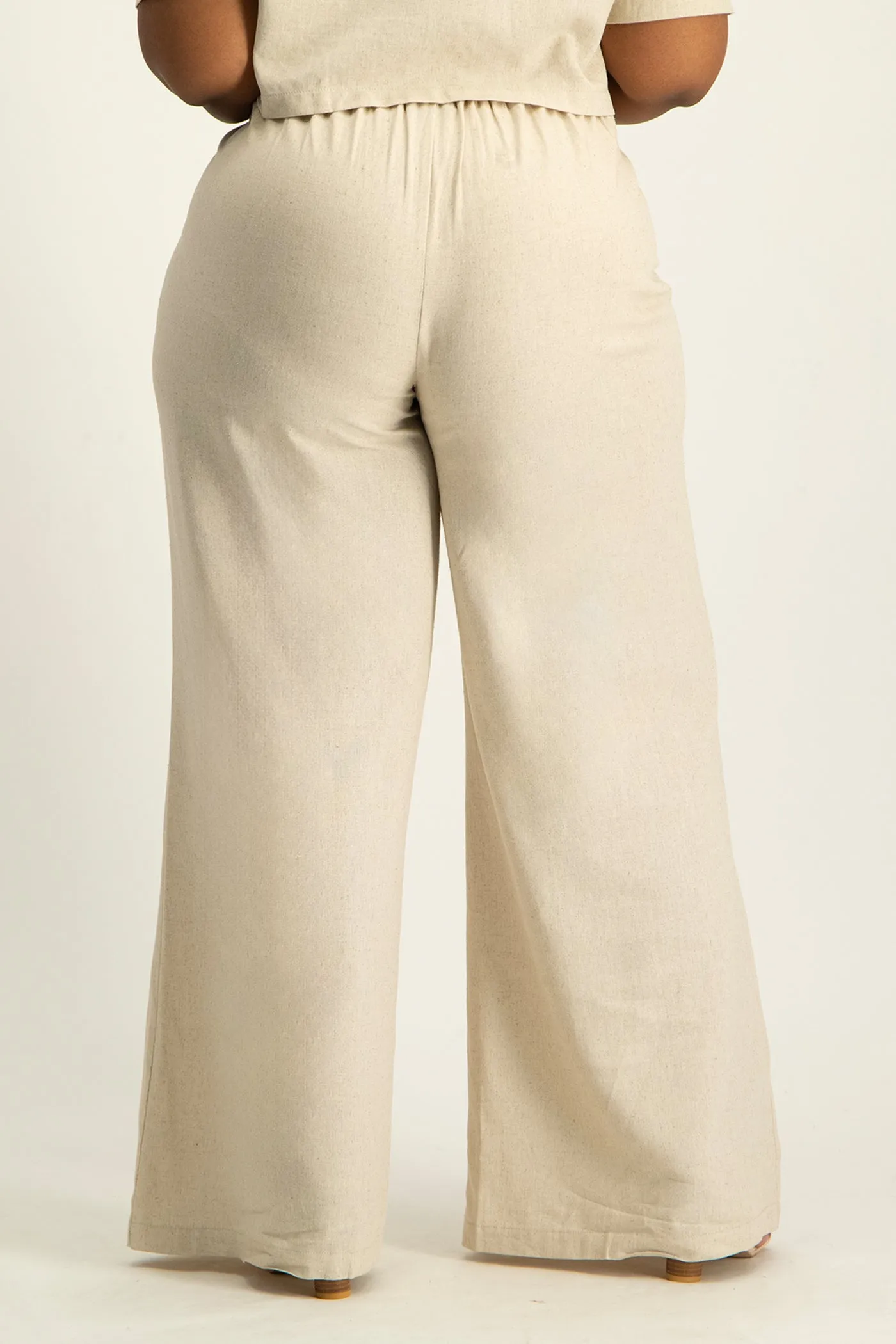 Kai High Waist Linen Pant - Beige