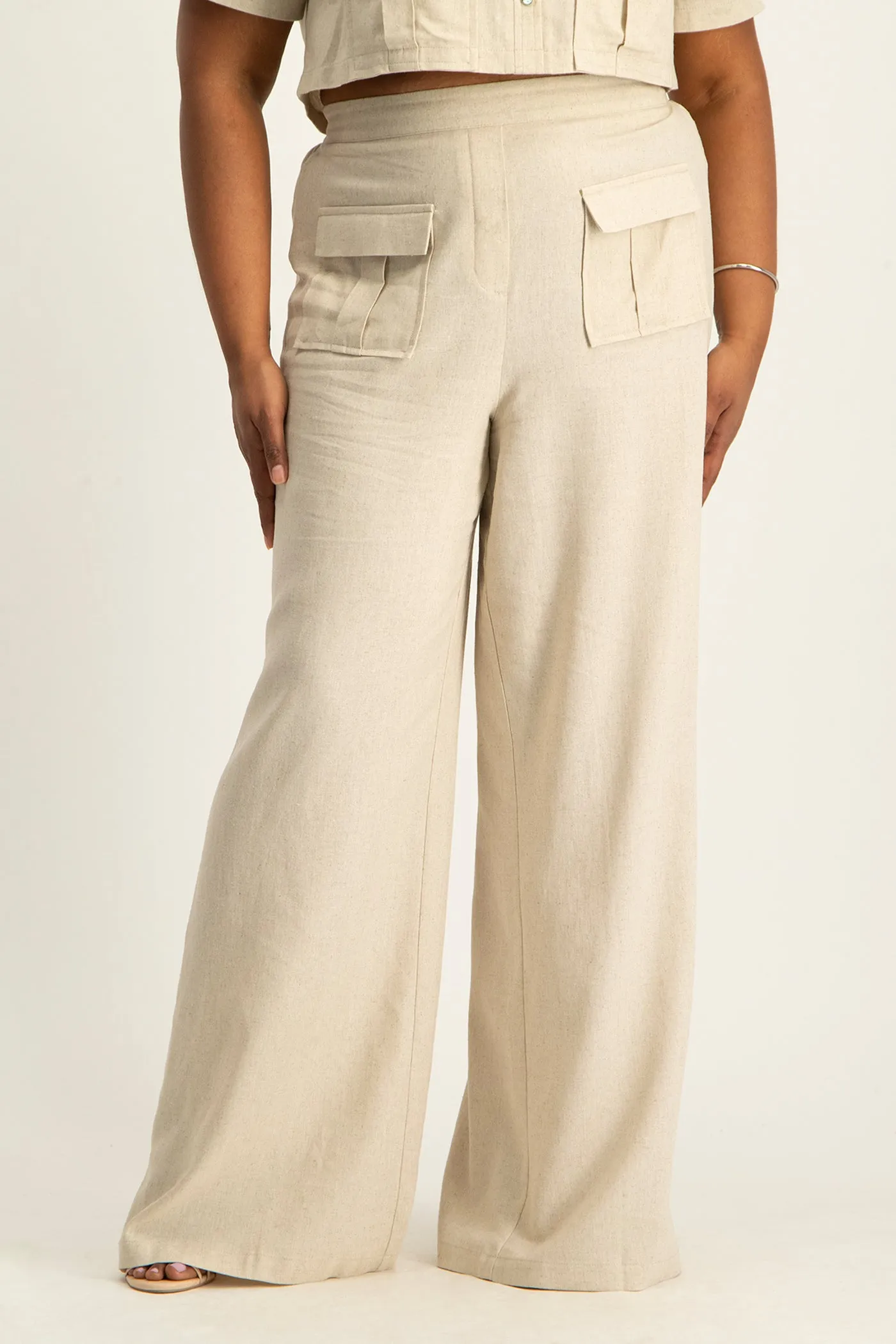 Kai High Waist Linen Pant - Beige