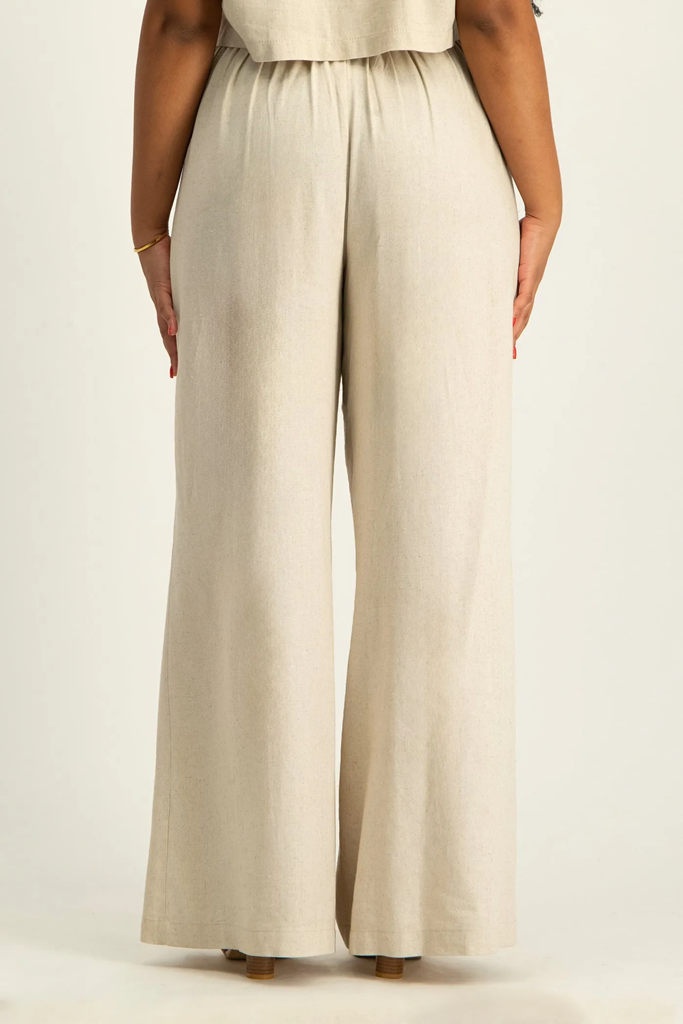 Kai High Waist Linen Pant - Beige