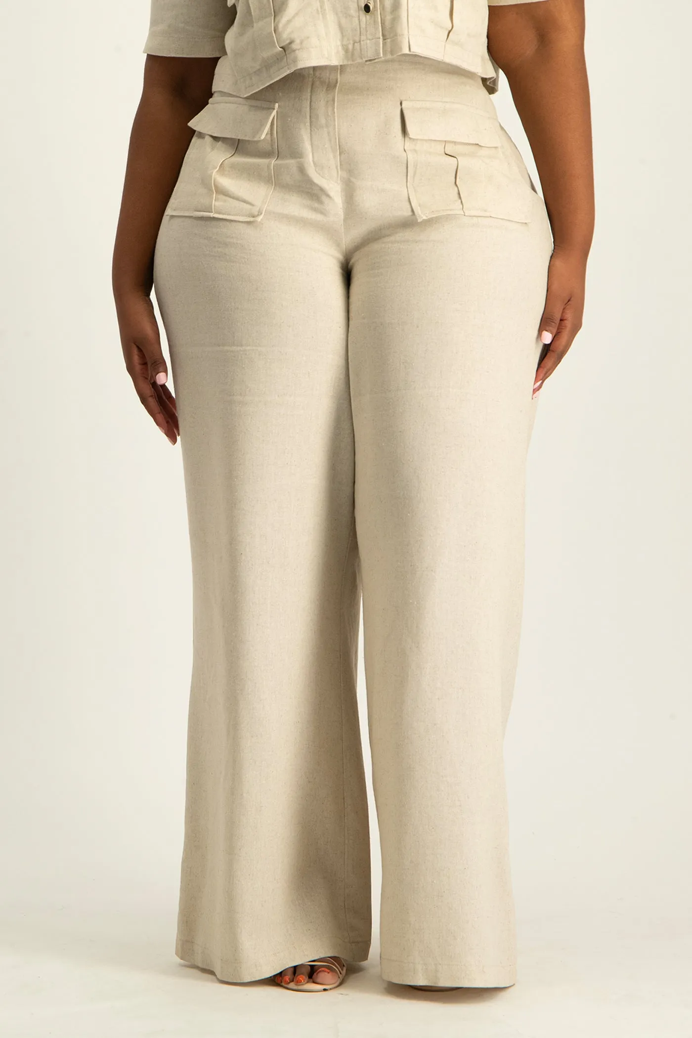 Kai High Waist Linen Pant - Beige