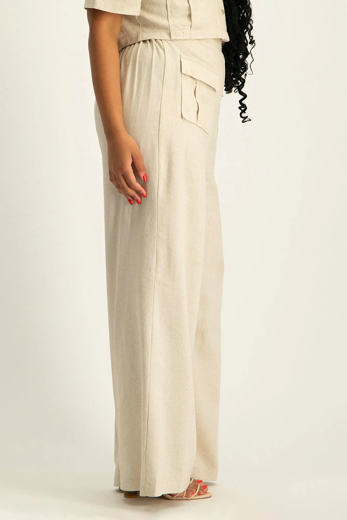 Kai High Waist Linen Pant - Beige