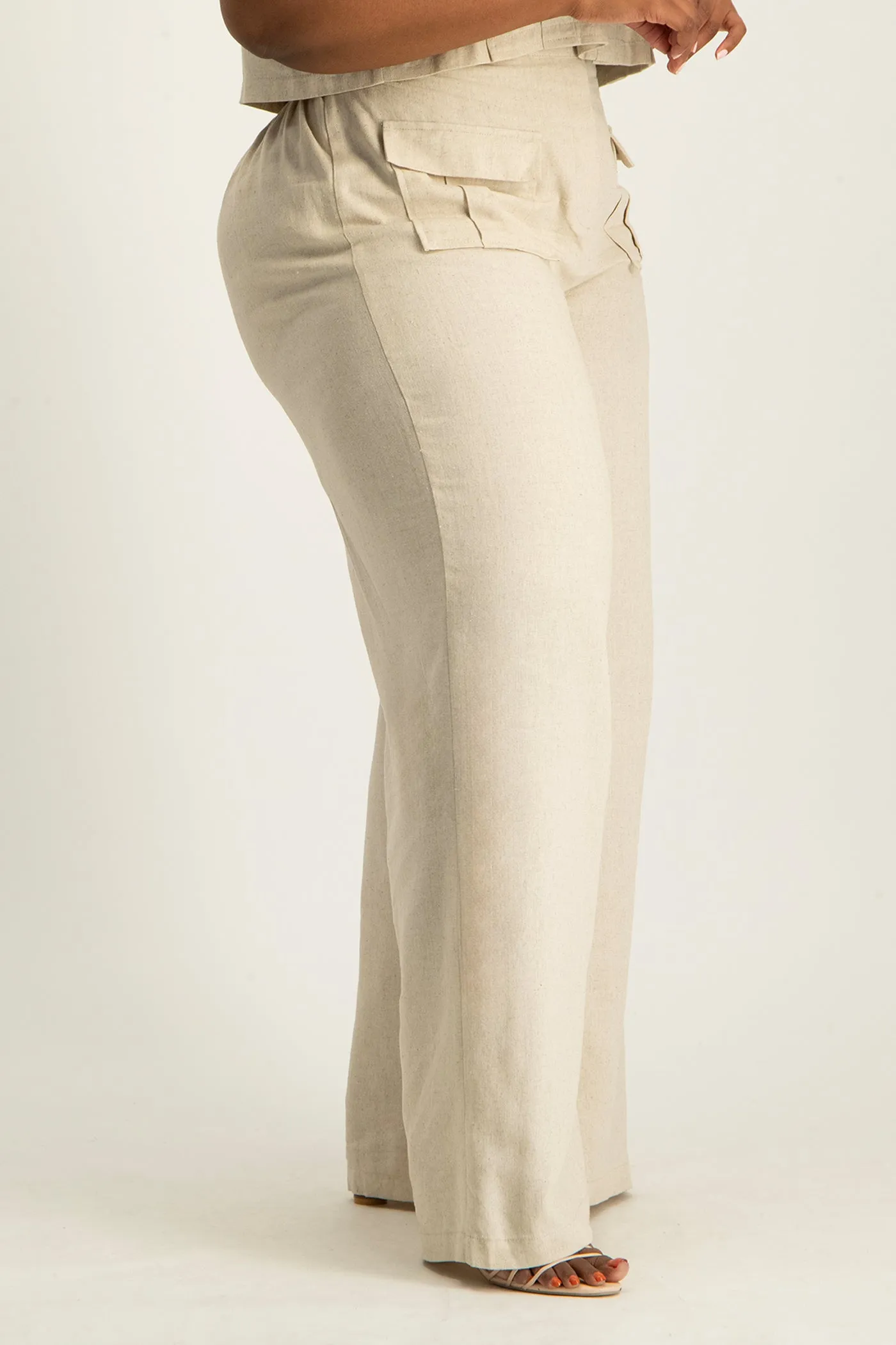 Kai High Waist Linen Pant - Beige