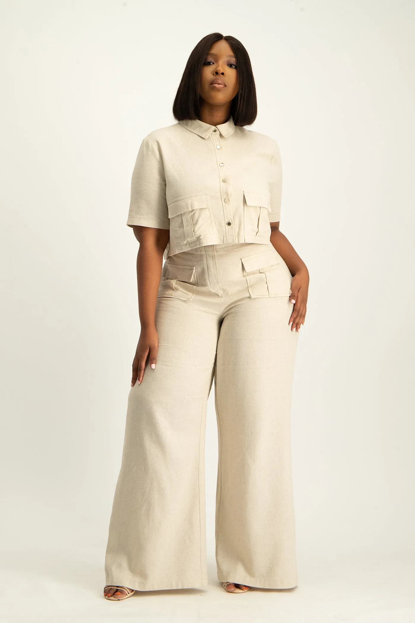 Kai High Waist Linen Pant - Beige