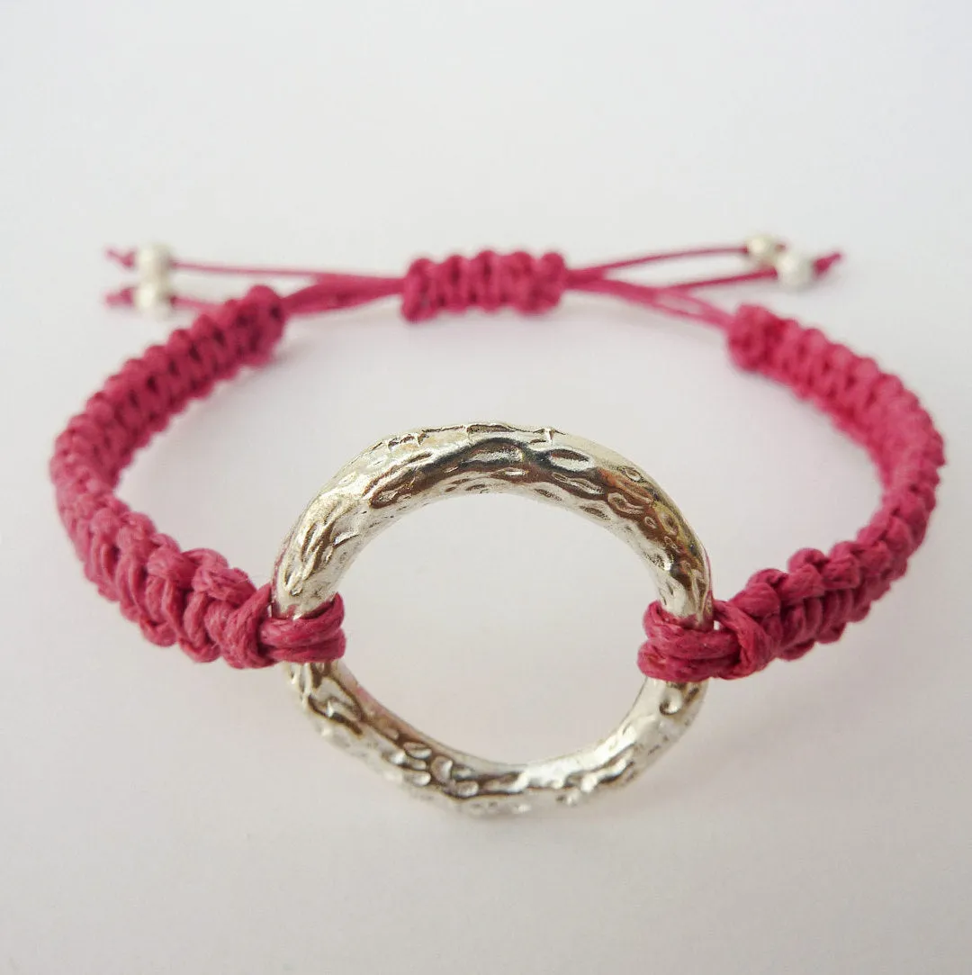Karma Bracelet - Macrame Circle Bracelet. Infinity Ring Adjustable Bracelet. Choice of Colours