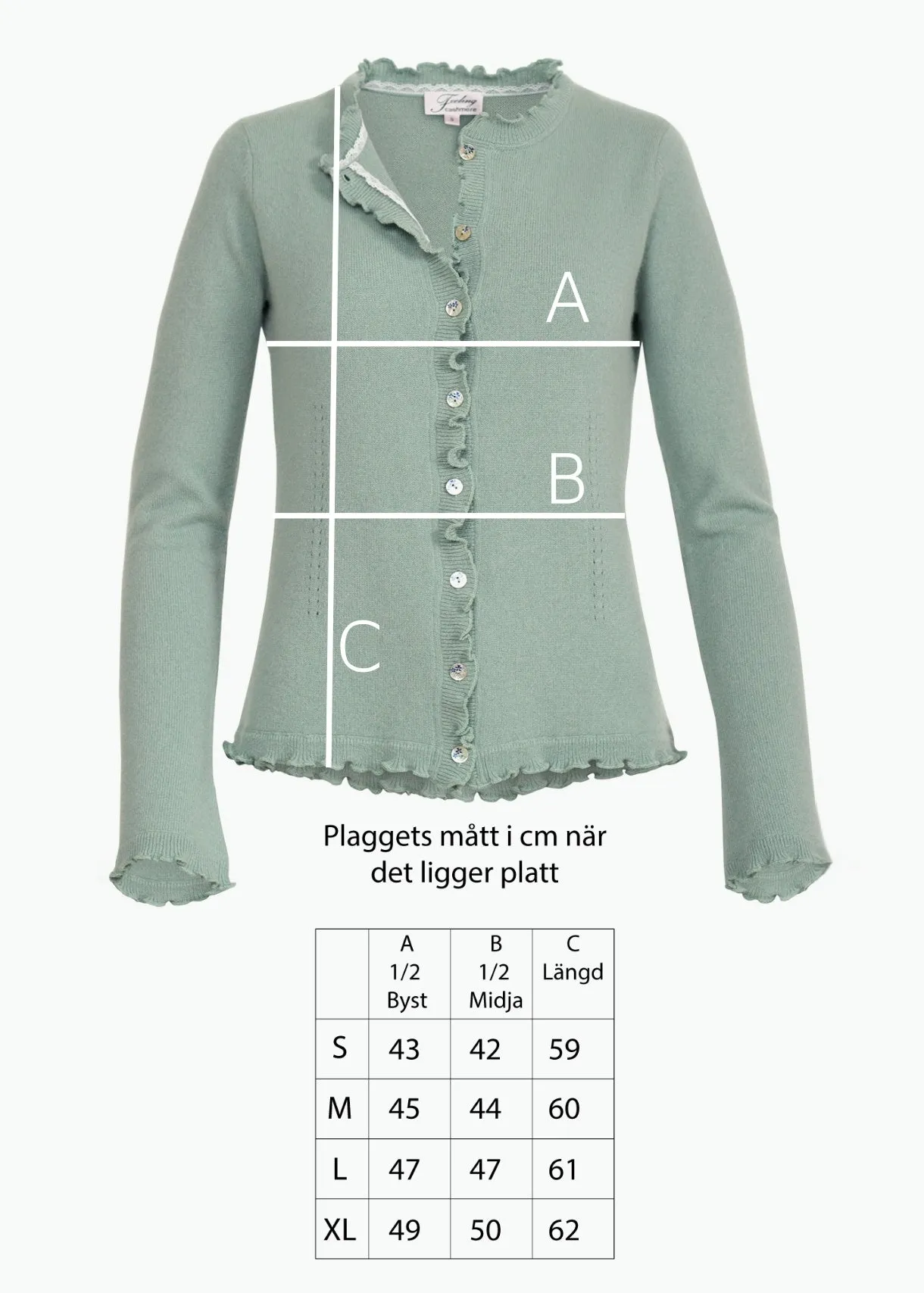 Kashmir cardigan med utsökt finish - Celadon green