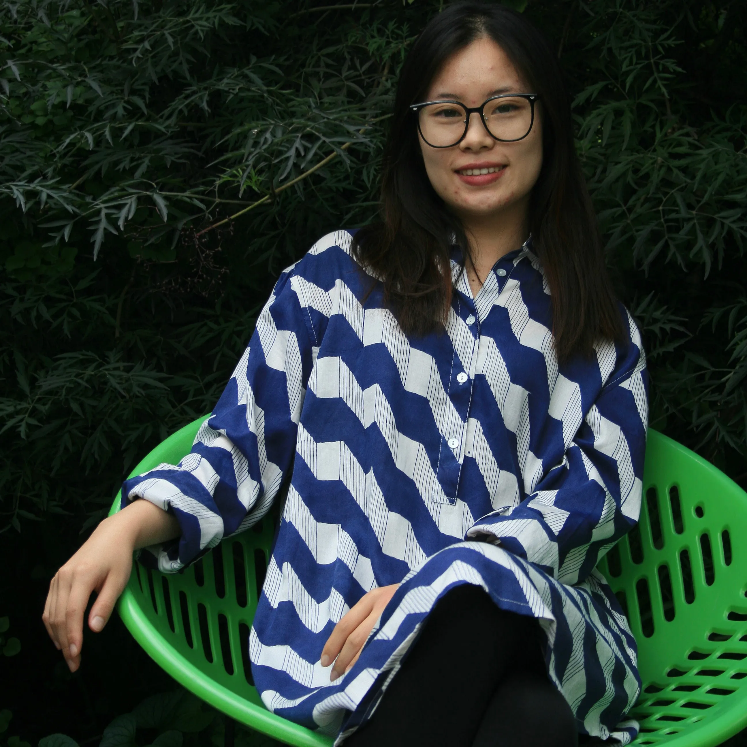 Katherine Shirt Dress in Navy Zigzag