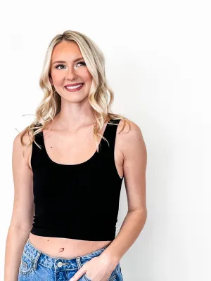Kelli - Reversible Ribbed Crop Top (Black)