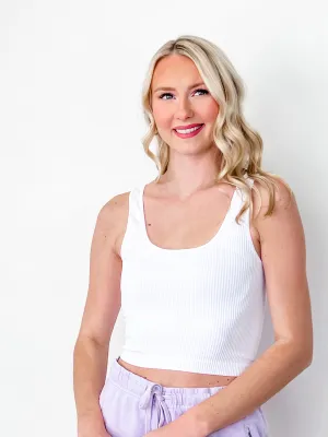Kelli - Reversible Ribbed Crop Top (White)