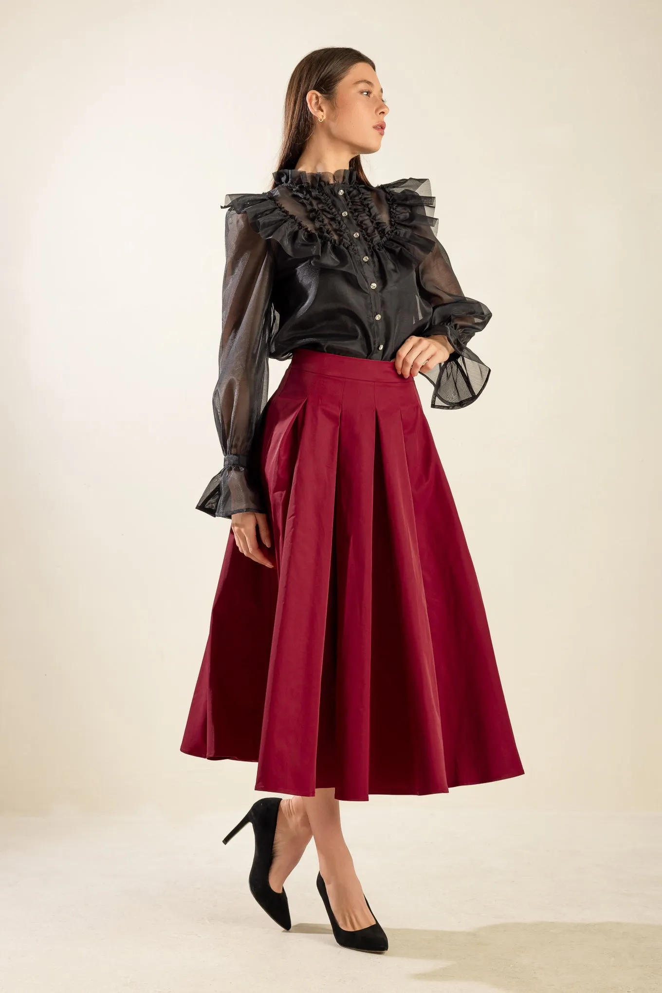 Keziah Black Ruffled Top