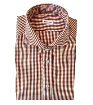 KITON Cotton Rust/Brown Check Sport Shirt