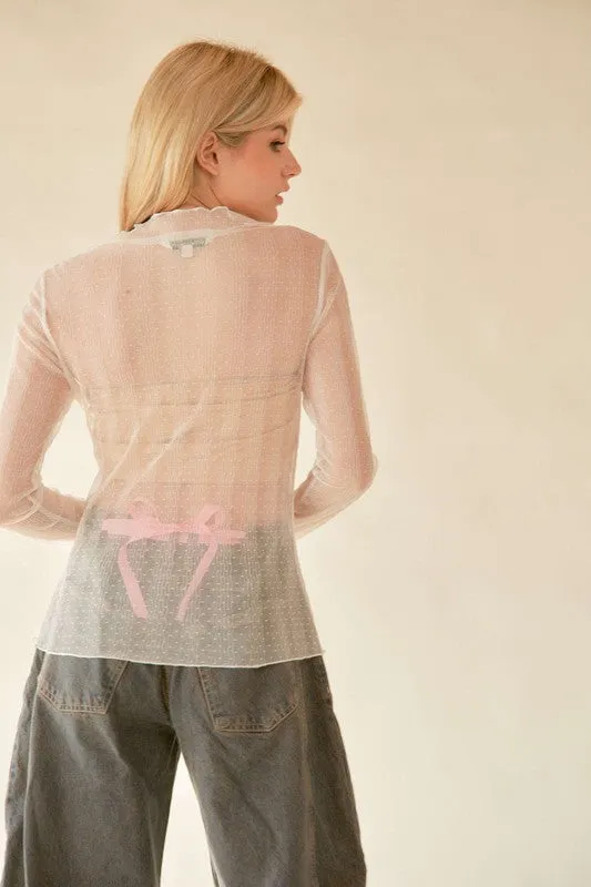 Lace Dotted Sheer Mesh Layering Top