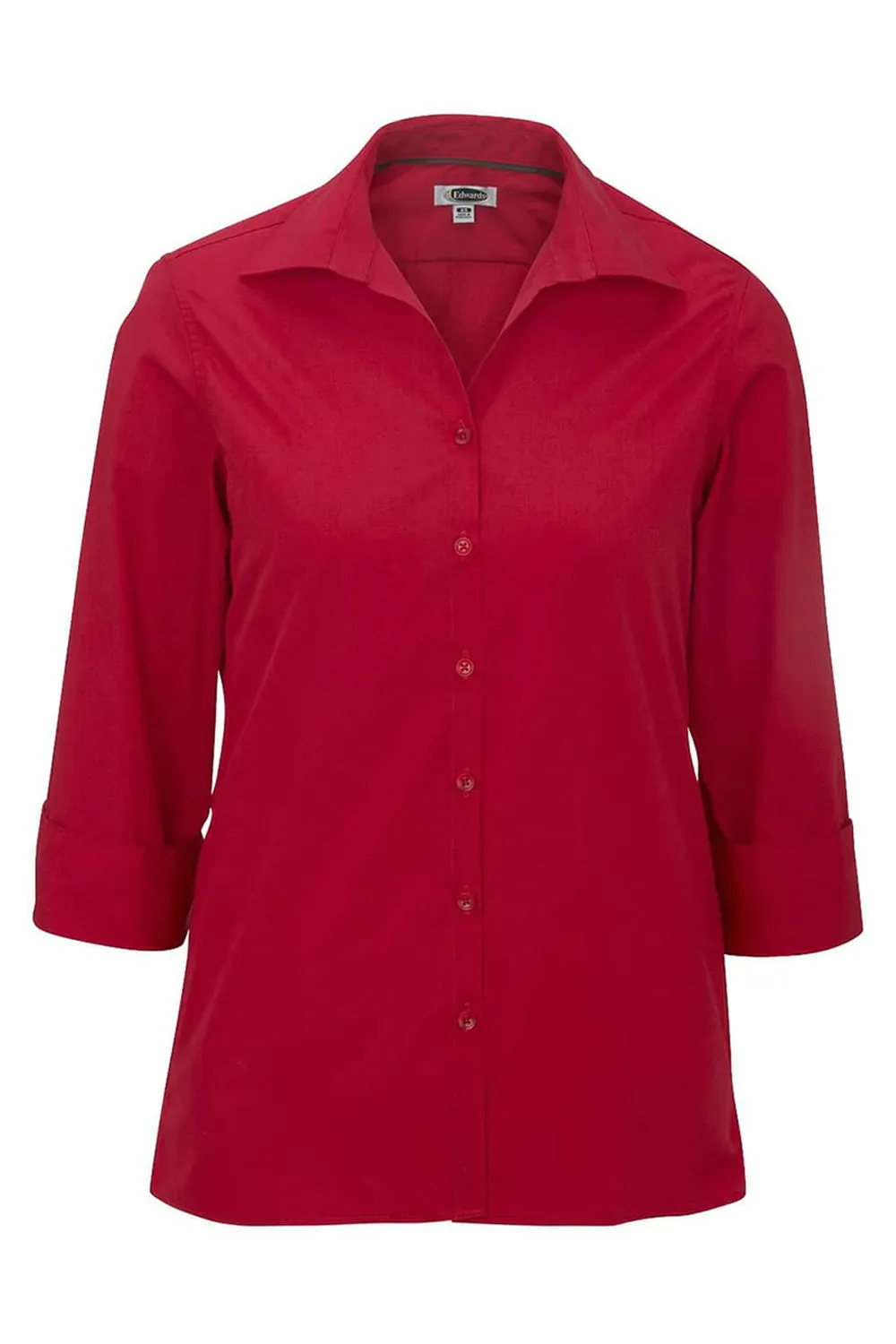 Ladies' 3/4 Sleeve Poplin - Red