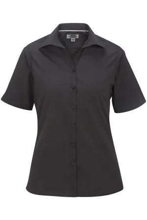 Ladies' Short Sleeve Poplin - Steel Grey