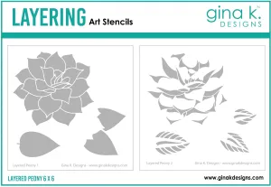 Layered Peony Stencils