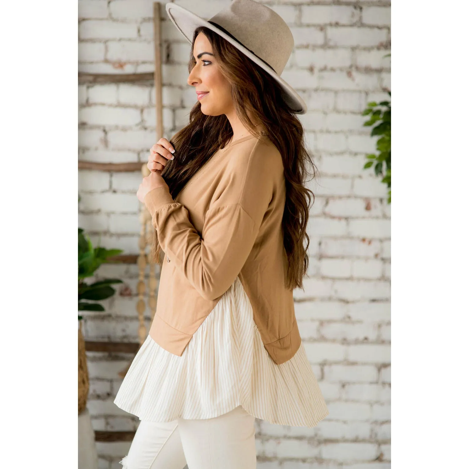 Layered Stripe Bottom Blouse
