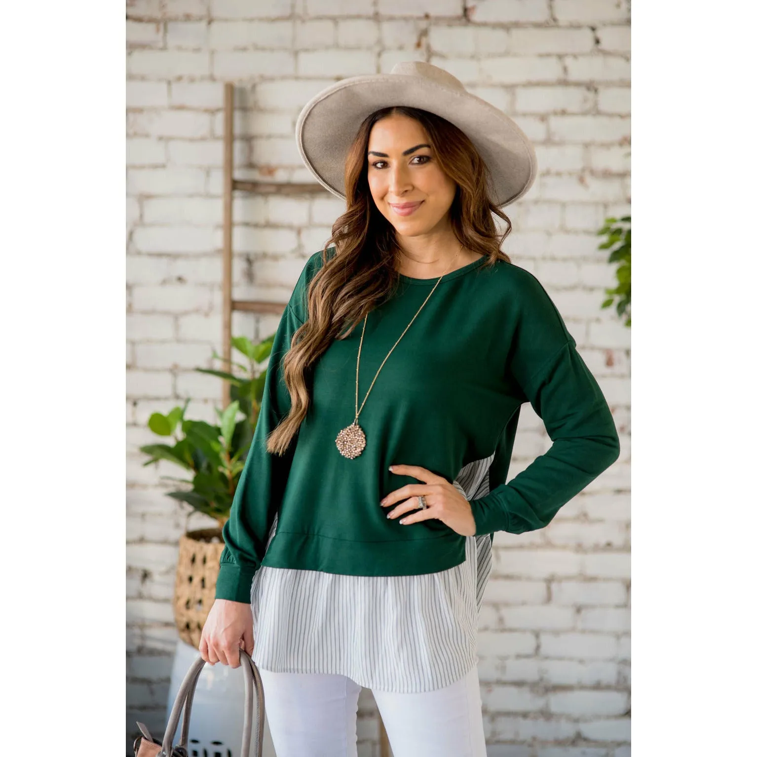 Layered Stripe Bottom Blouse