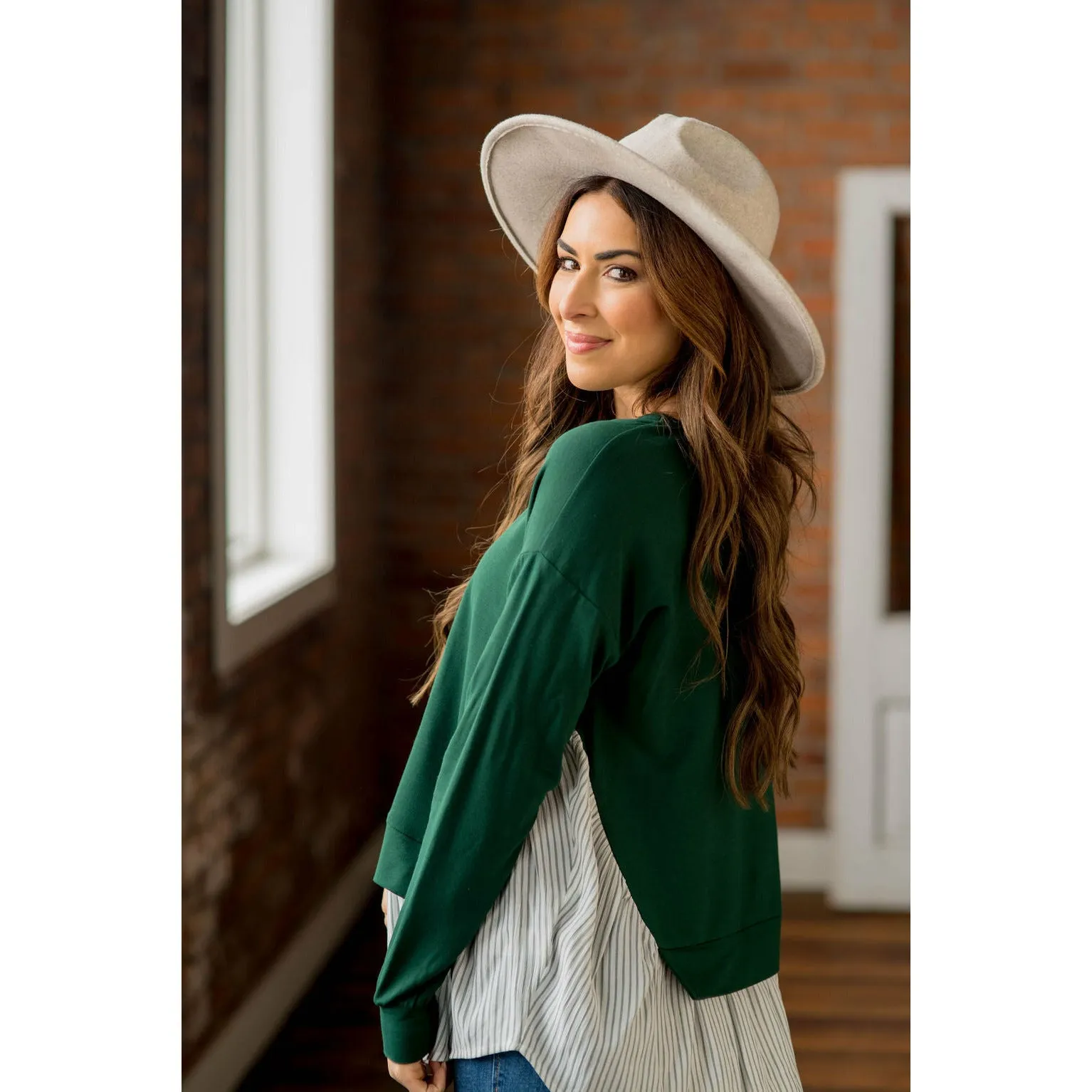 Layered Stripe Bottom Blouse