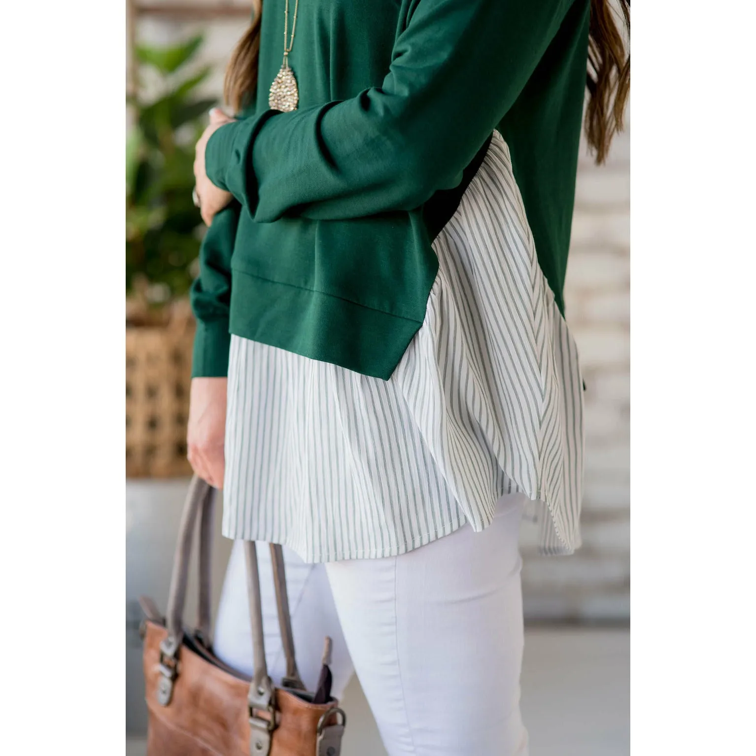 Layered Stripe Bottom Blouse