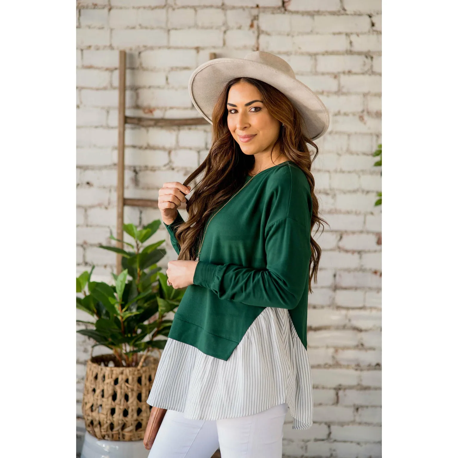 Layered Stripe Bottom Blouse