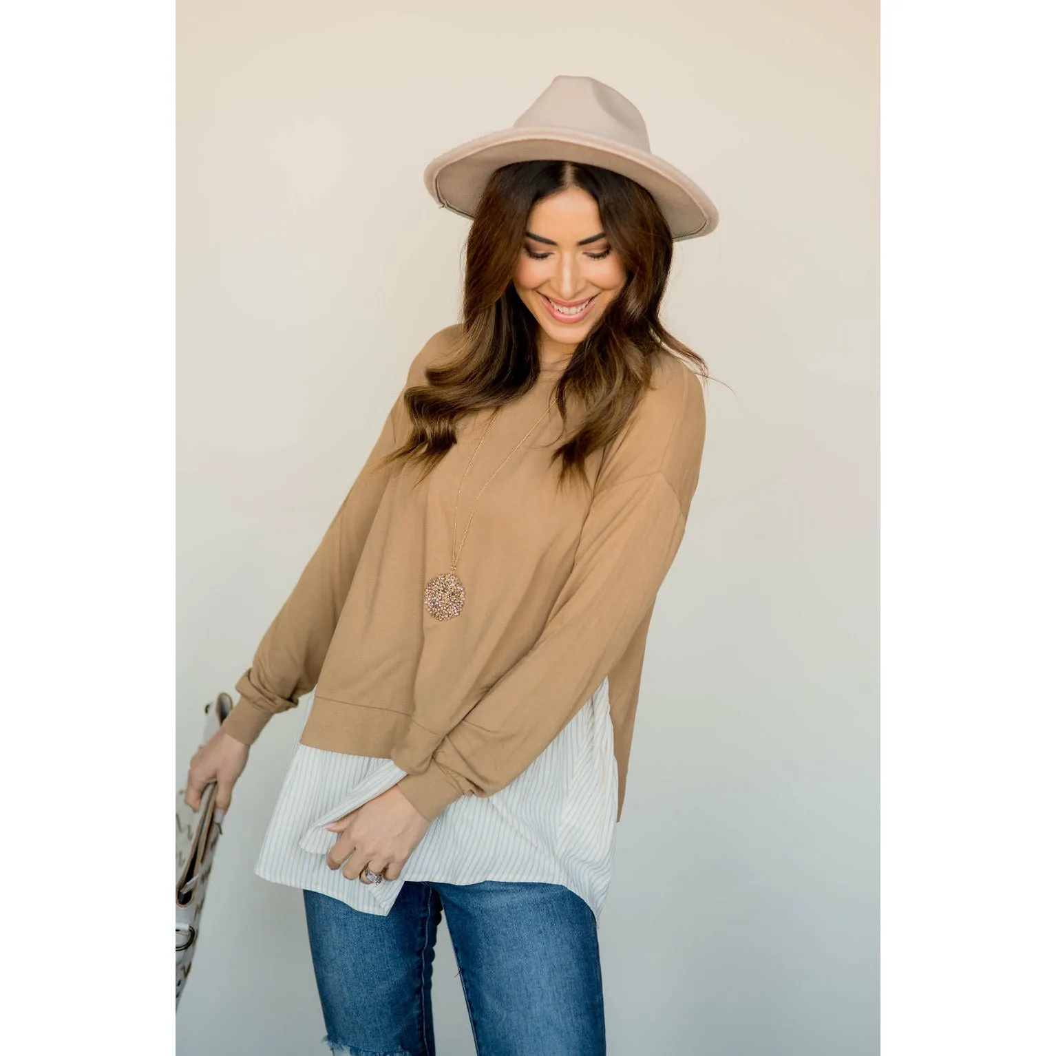 Layered Stripe Bottom Blouse