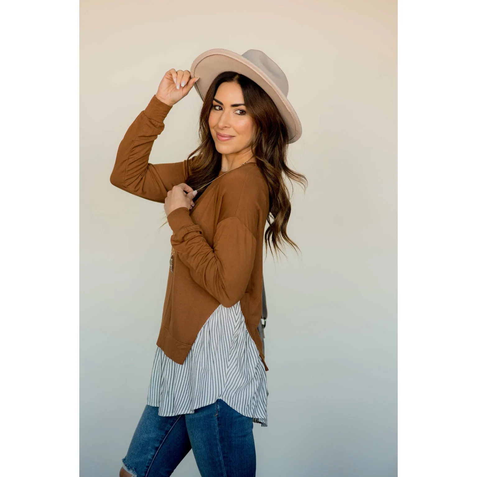 Layered Stripe Bottom Blouse