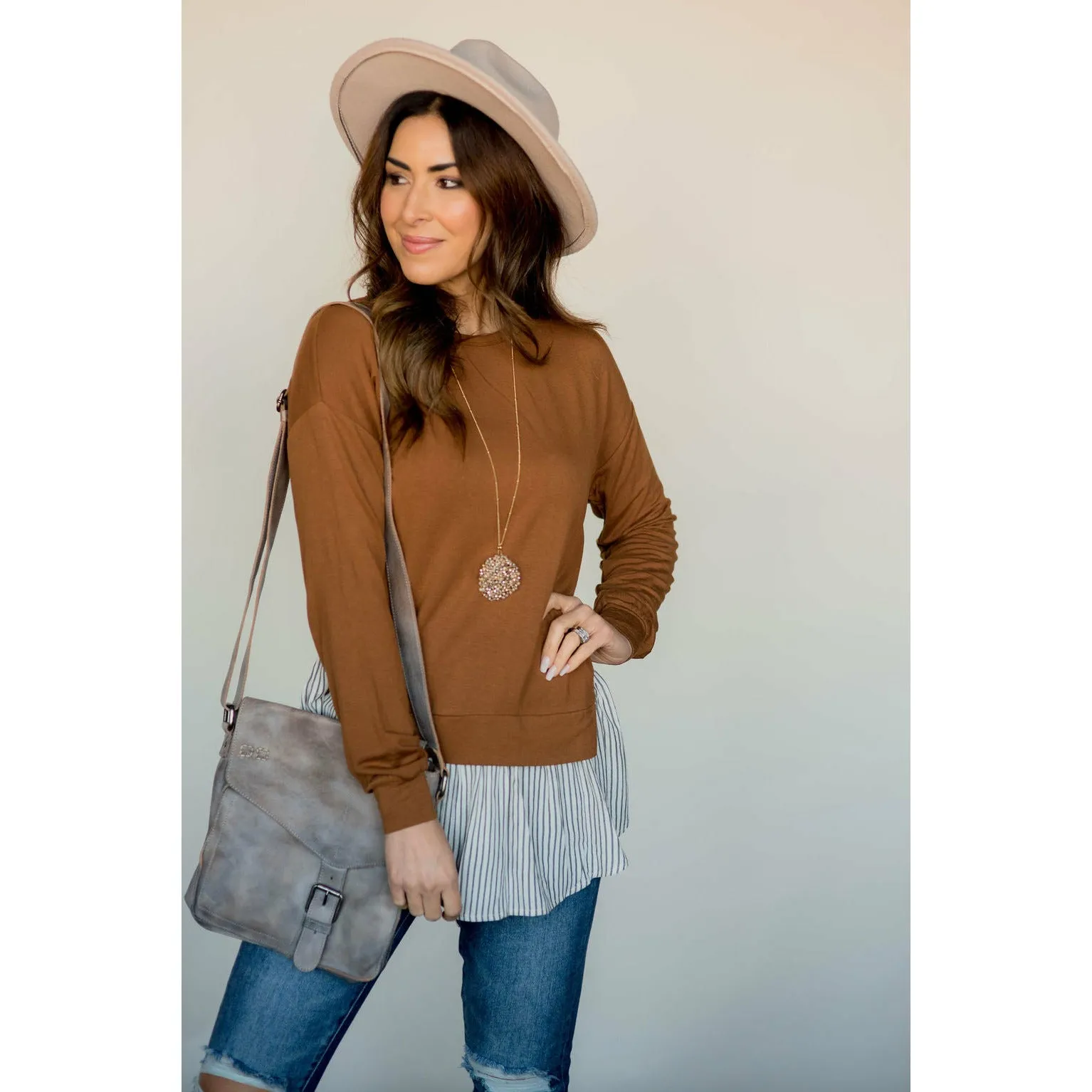 Layered Stripe Bottom Blouse