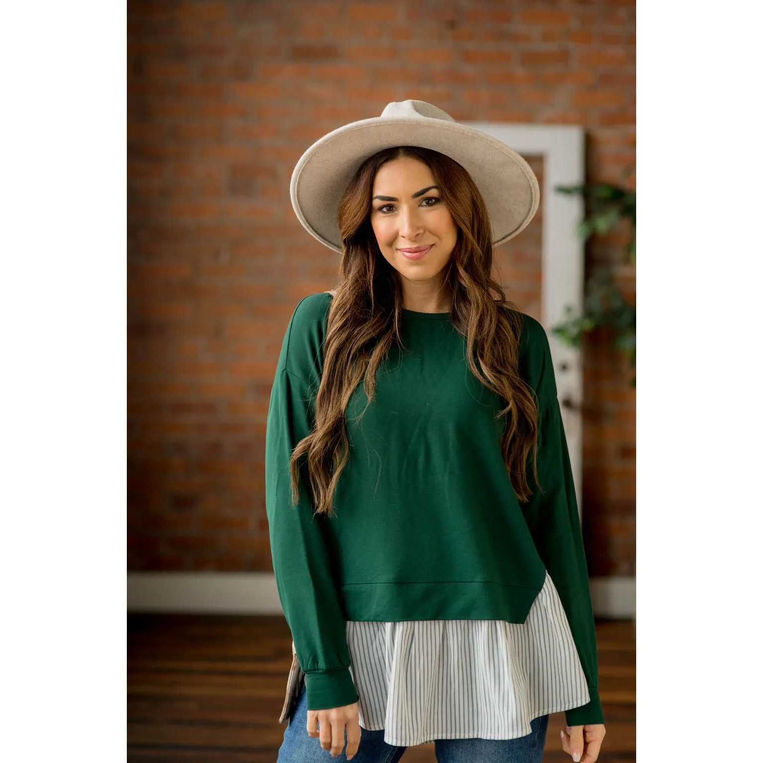 Layered Stripe Bottom Blouse