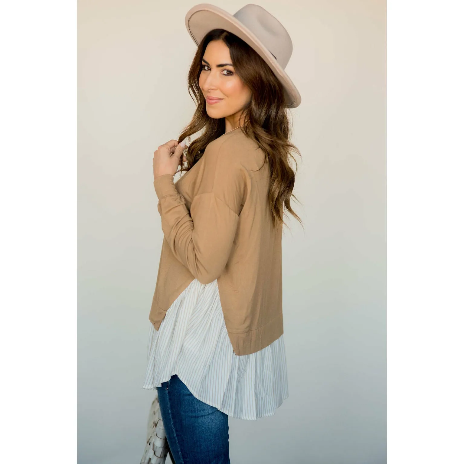 Layered Stripe Bottom Blouse
