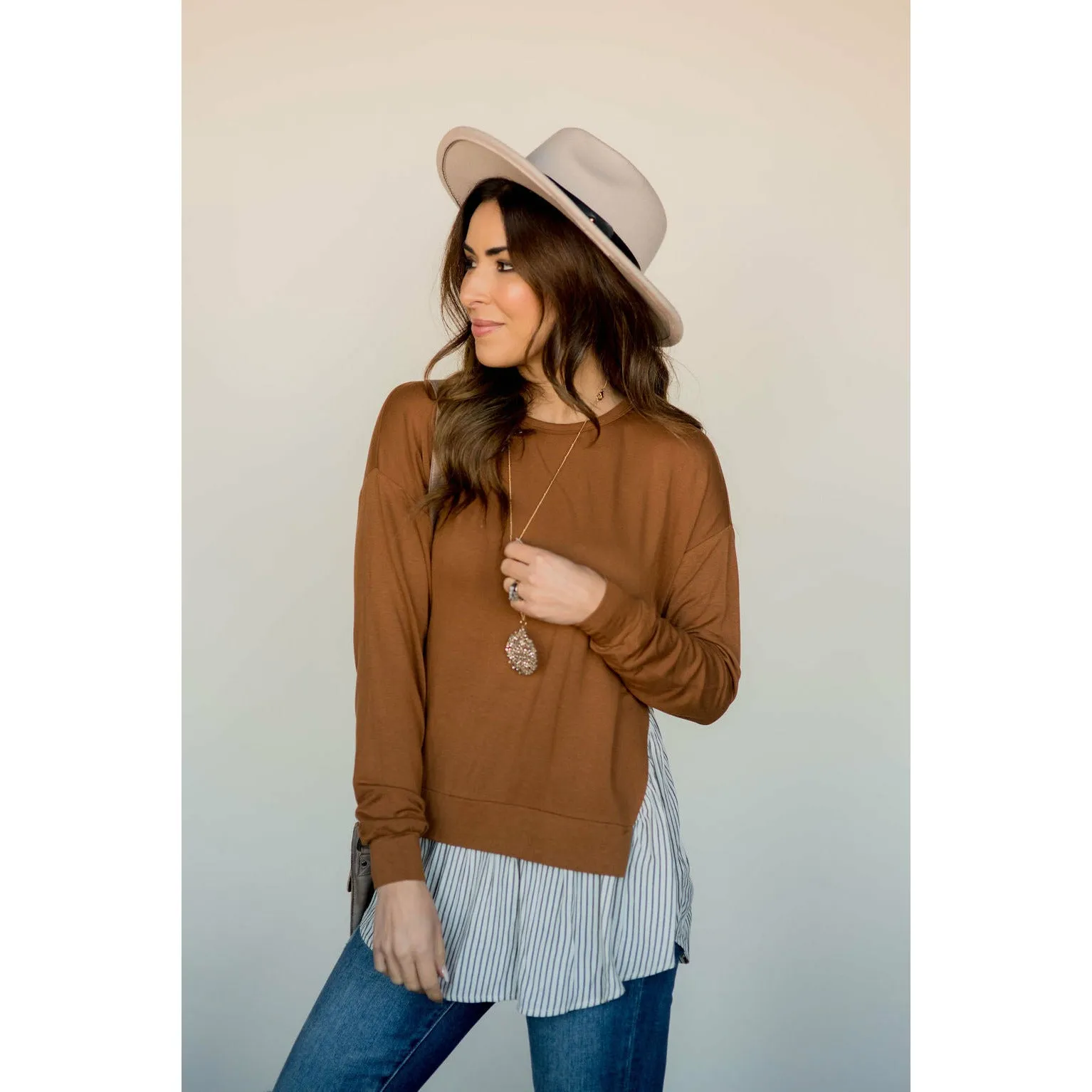 Layered Stripe Bottom Blouse