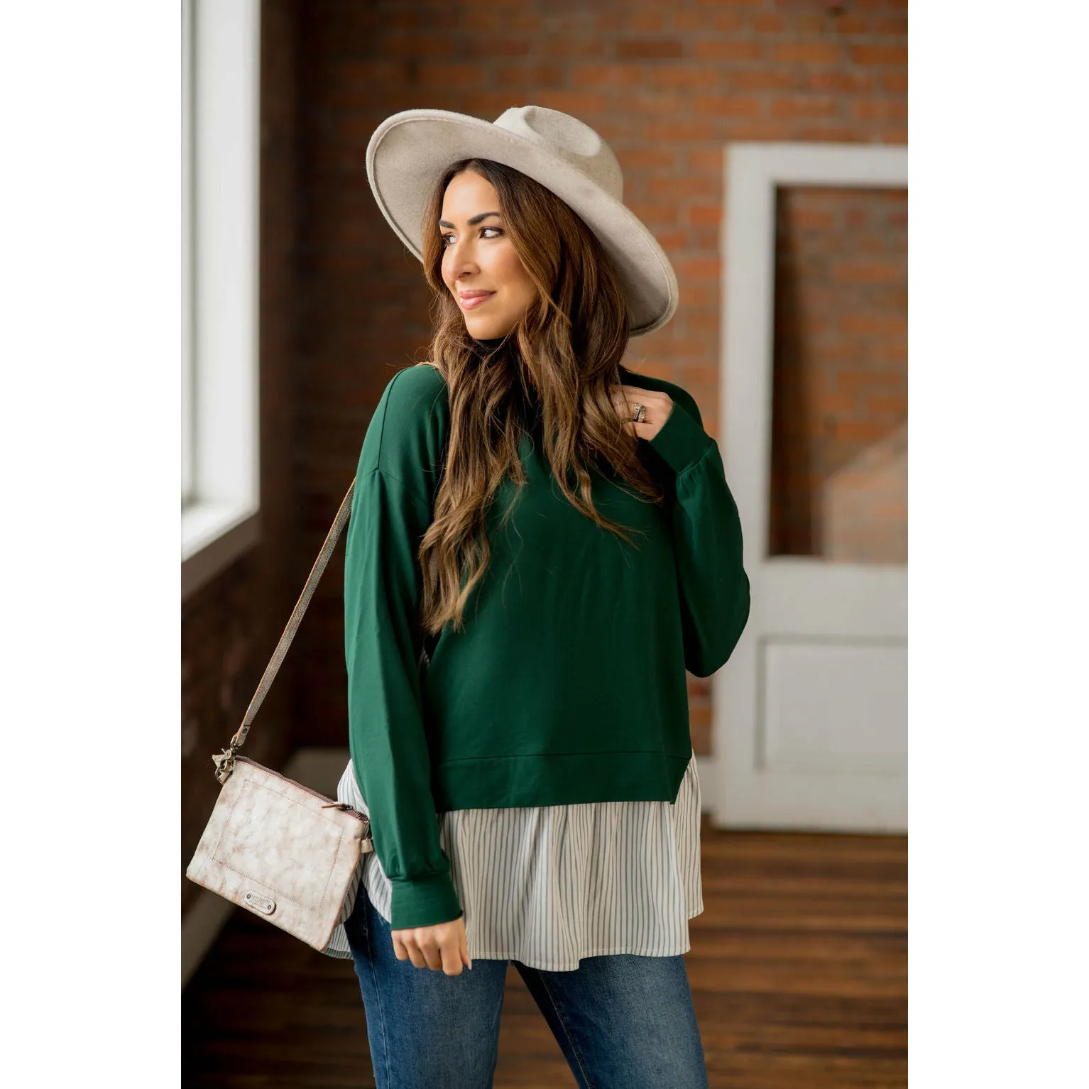 Layered Stripe Bottom Blouse