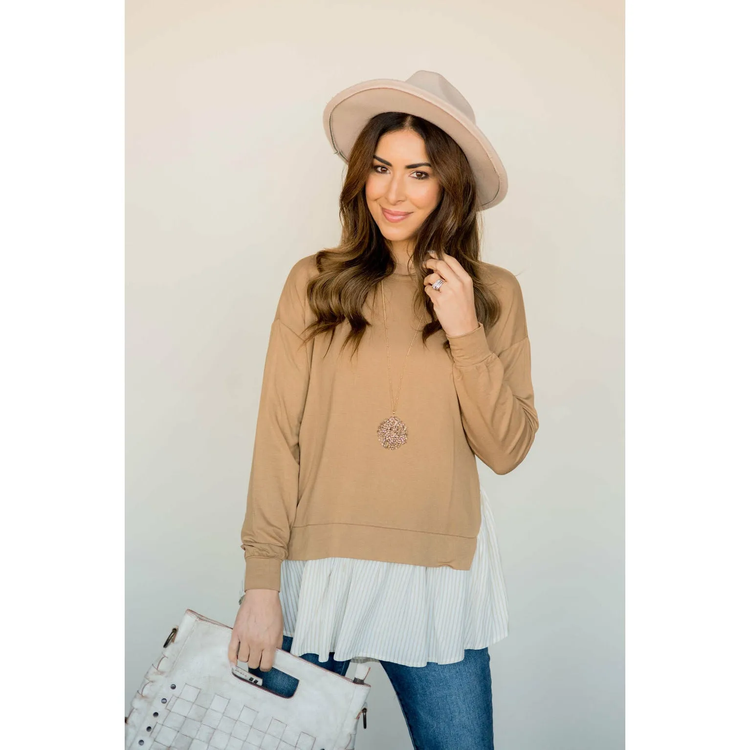 Layered Stripe Bottom Blouse