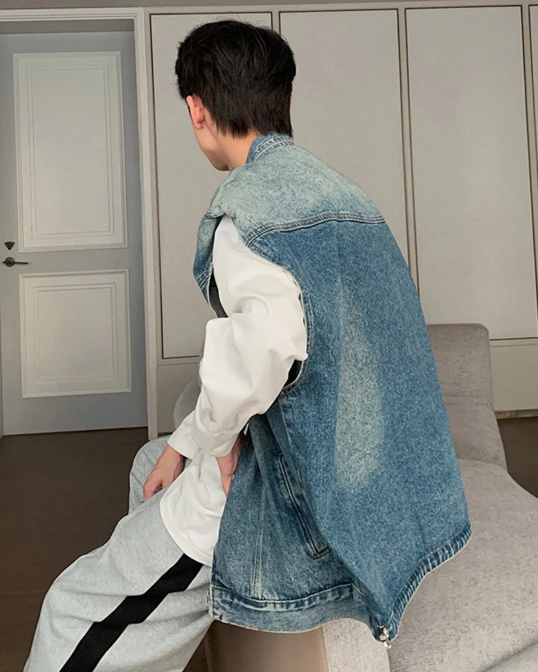 Layered Trend Denim Vest HUD0026