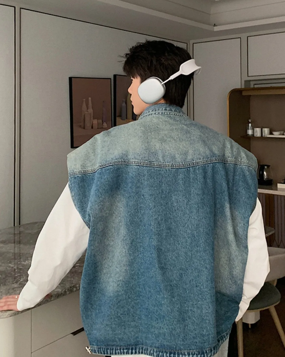 Layered Trend Denim Vest HUD0026