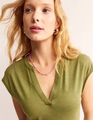 Layering Bead Necklace-Pink