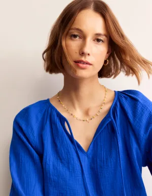 Layering Disc Necklace-Blue Multi