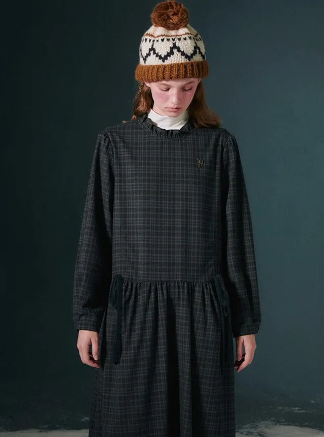 Layering Loose Lace Collar  Plaid Dress