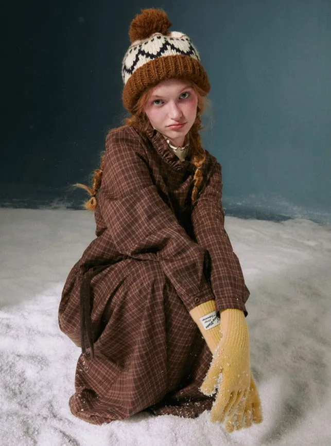 Layering Loose Lace Collar  Plaid Dress