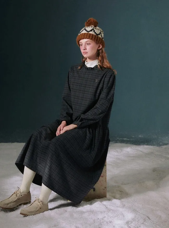 Layering Loose Lace Collar  Plaid Dress