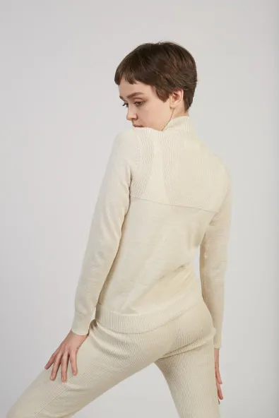 Layering rib alpaca mockneck in natural