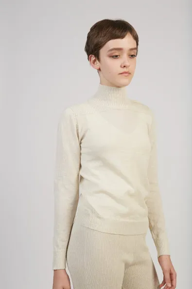Layering rib alpaca mockneck in natural