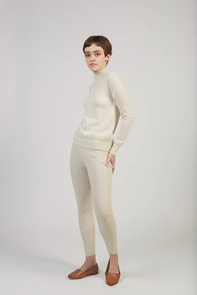 Layering rib alpaca mockneck in natural