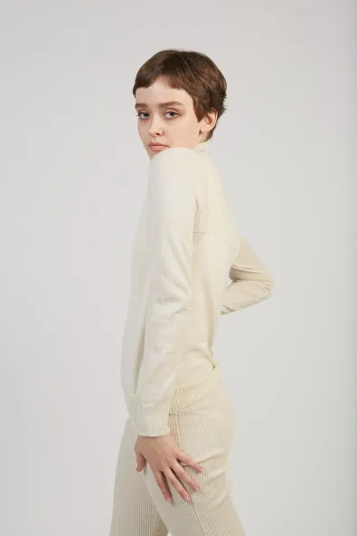 Layering rib alpaca mockneck in natural