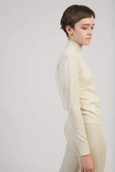 Layering rib alpaca mockneck in natural