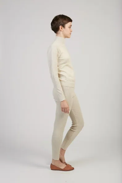 Layering rib alpaca mockneck in natural