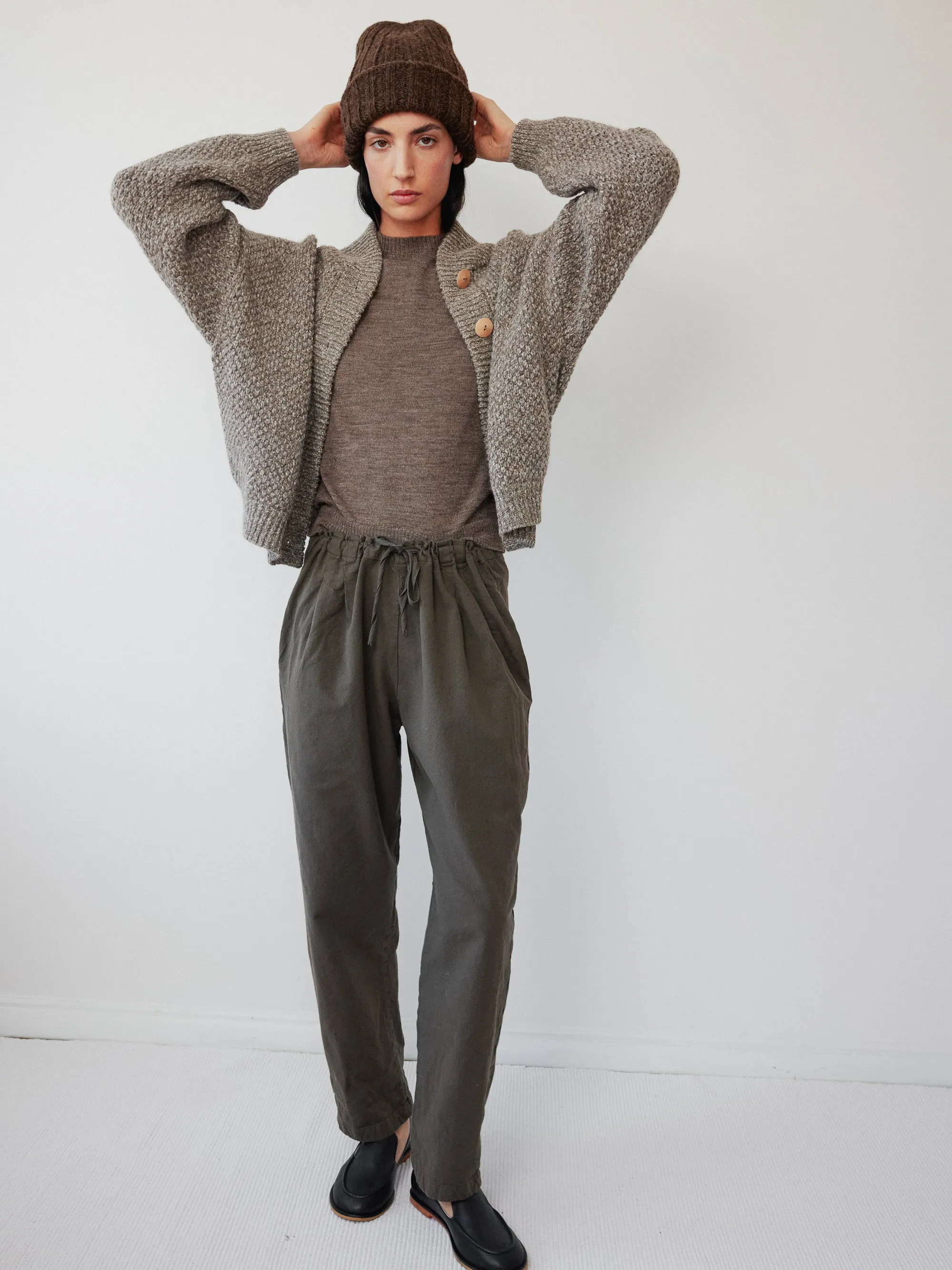 Layering Rib Crewneck in Heathered Brown