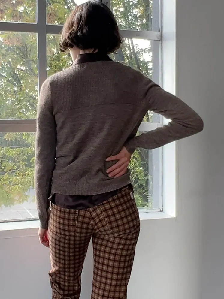 Layering Rib Crewneck in Heathered Brown