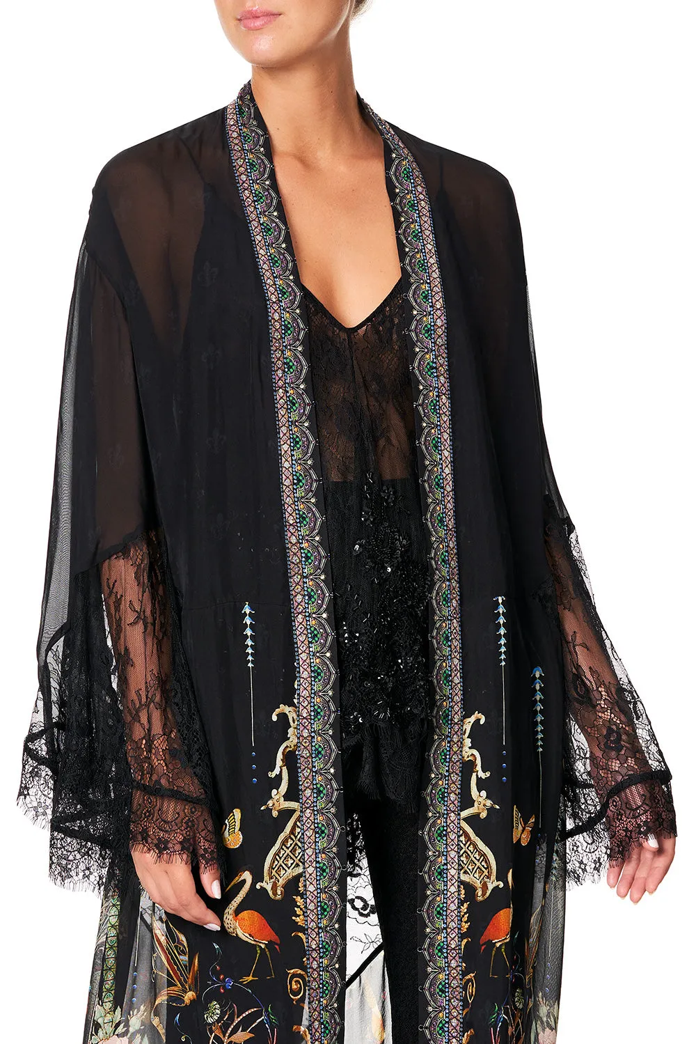 LAYERING ROBE WITH LACE INSERT REBELLE REBELLE